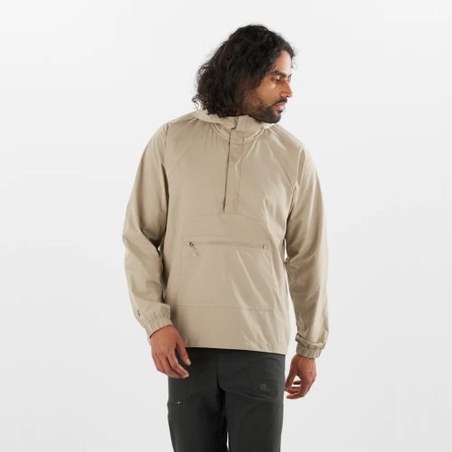 Beige Salomon Outlife Ripstop Half Zip Men's Windbreaker | IE AQ1965